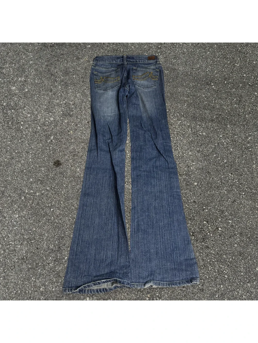 Vintage DKNY Flared Leg Denim Jeans Embroidered Pockets Size 0